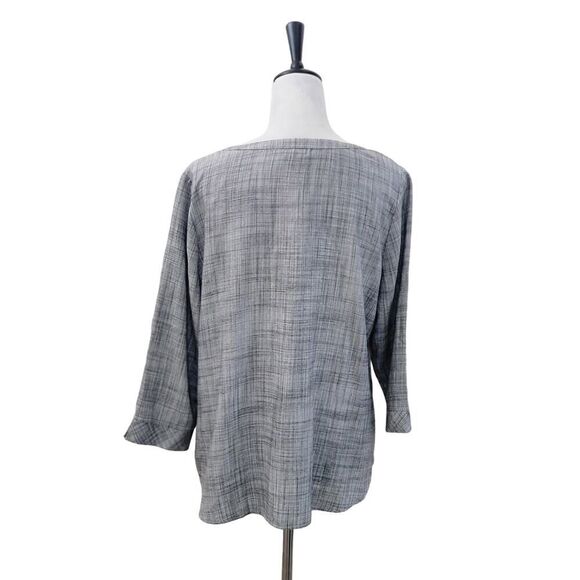 Van Heusen Career Super Soft Viscose Blouse Gray 2/3 Sleeves V Neck Size L - Picture 2 of 9